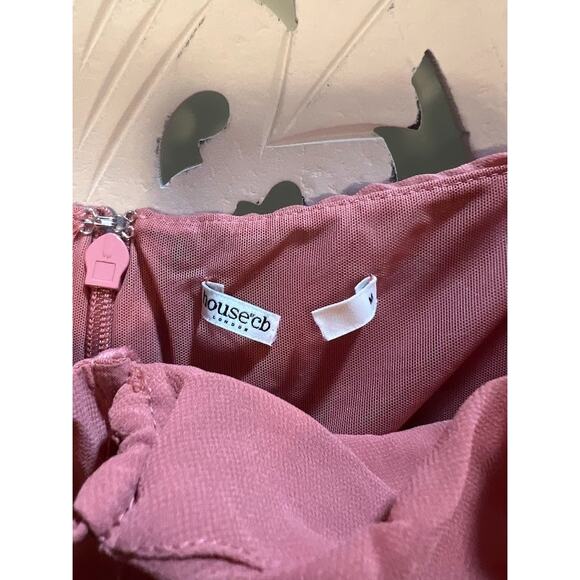 House of CB Baby Pink Chiffon Cutout Halter Mini Dress Size M Medium - Picture 7 of 10